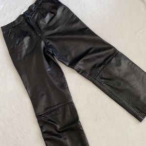 {VTG} Verducci | 90s High Rise Pleated Straight Leg Leather Pants Black (32)
